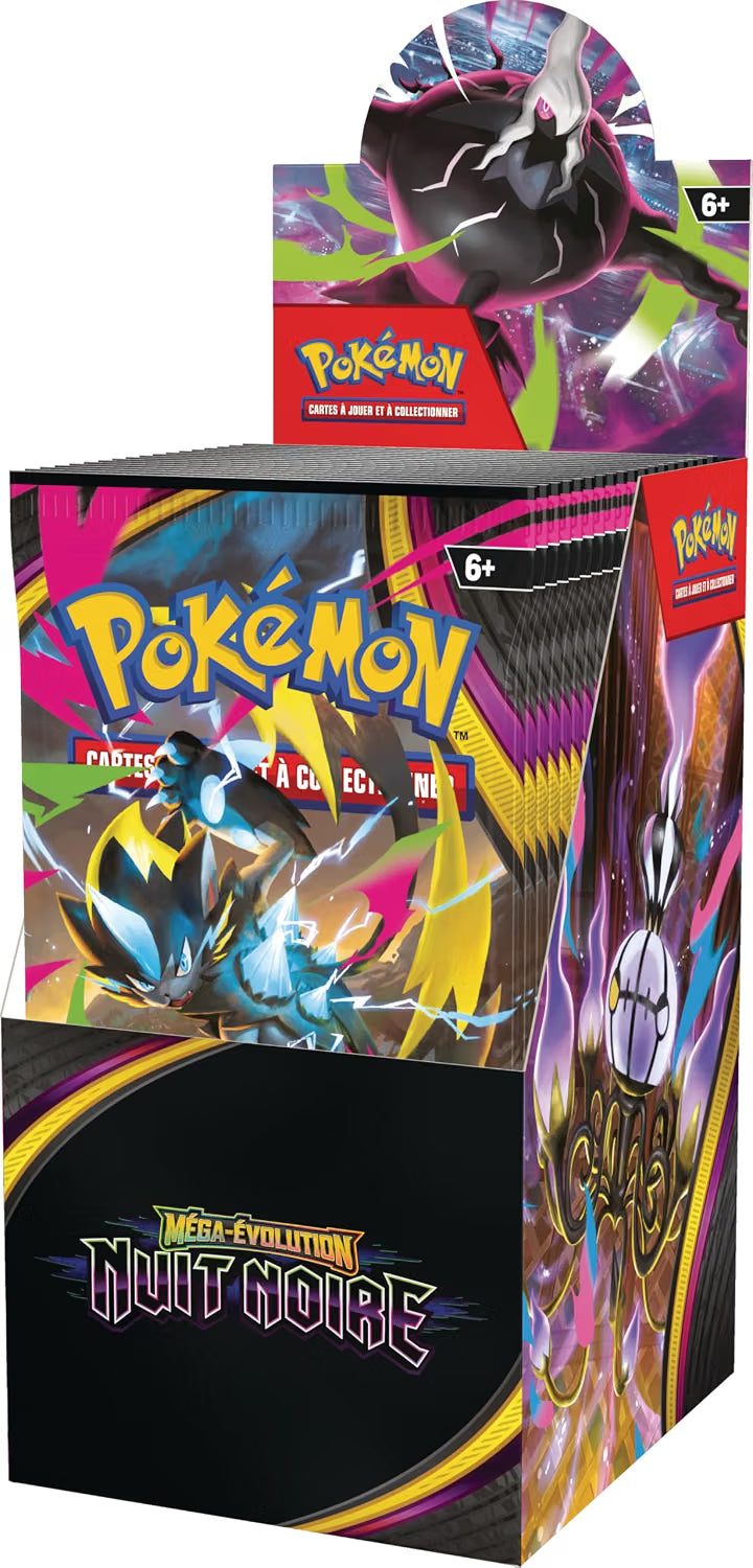 Pokémon : présentoir de boosters Méga-Évolution – Nuit Noire (18 boosters)