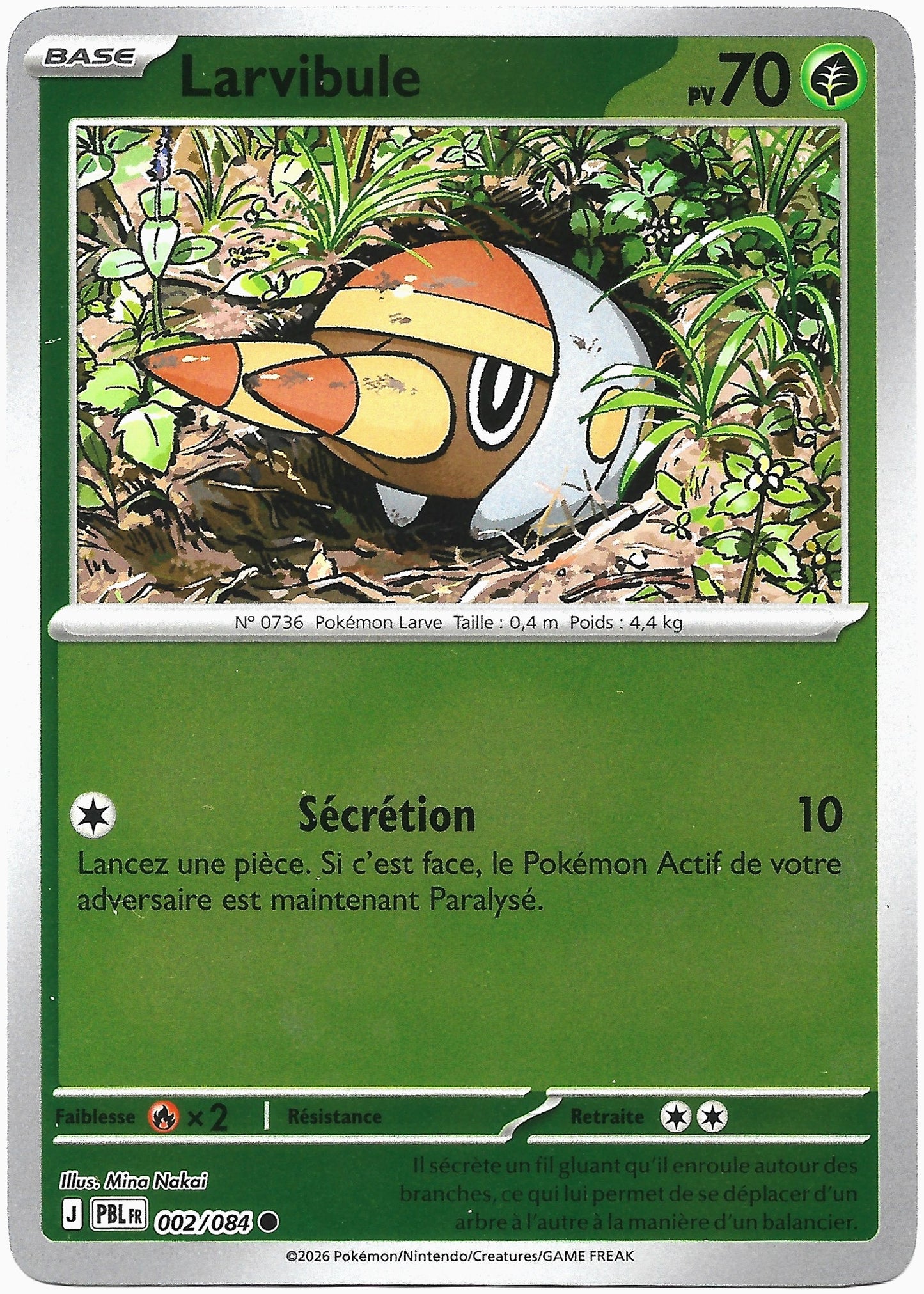 Carte Pokémon Larvibule n°2/84, extension Méga-Évolution Nuit Noire, version française