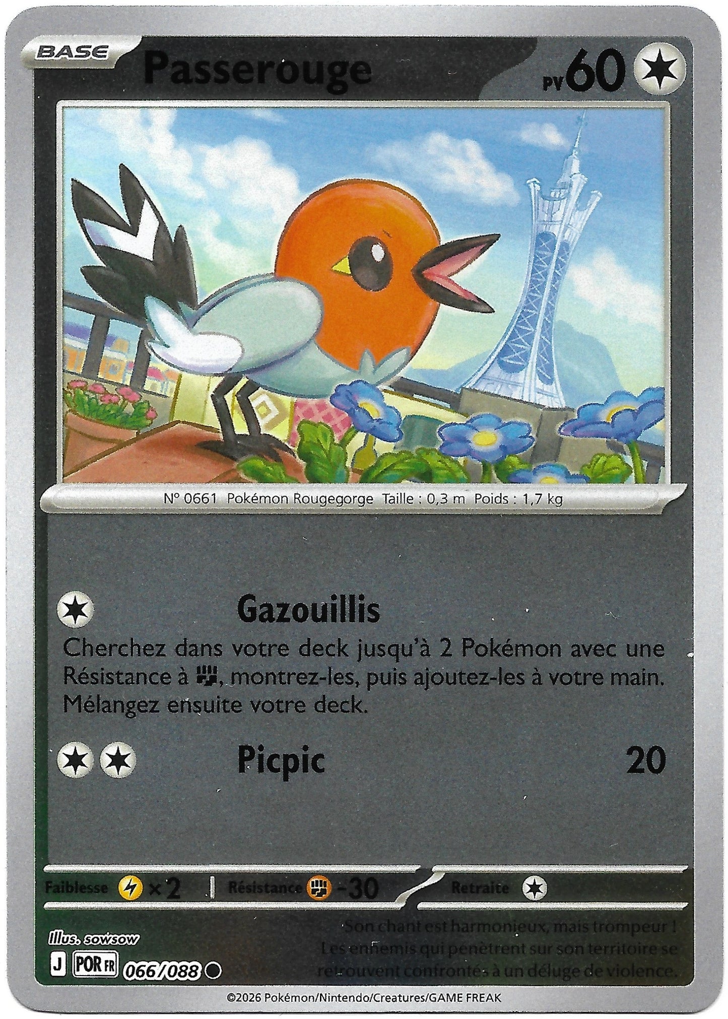 Carte Pokémon Passerouge n°66/88 Reverse Holo, extension Méga-Évolution Équilibre Parfait, version française