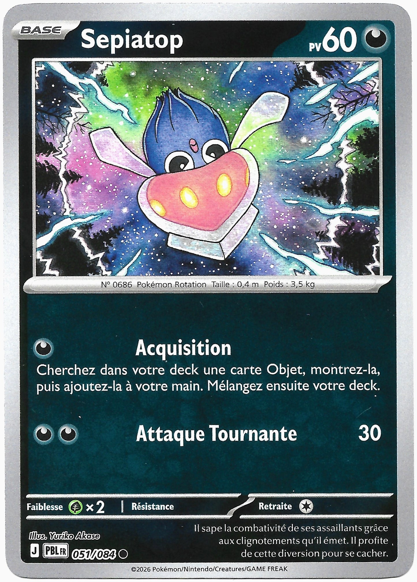 Carte Pokémon Sepiatop n°51/84 Reverse Holo, extension Méga-Évolution Nuit Noire, version française