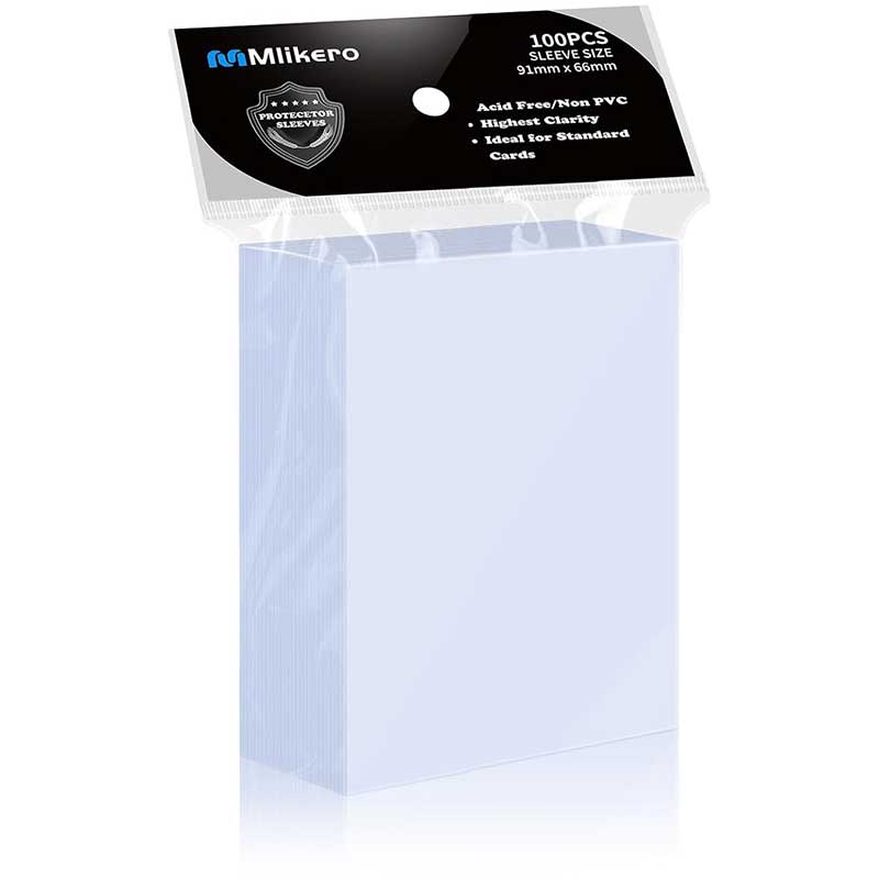 Sleeves de protection cartes Mlikero, lot de 100, format standard 91x66mm