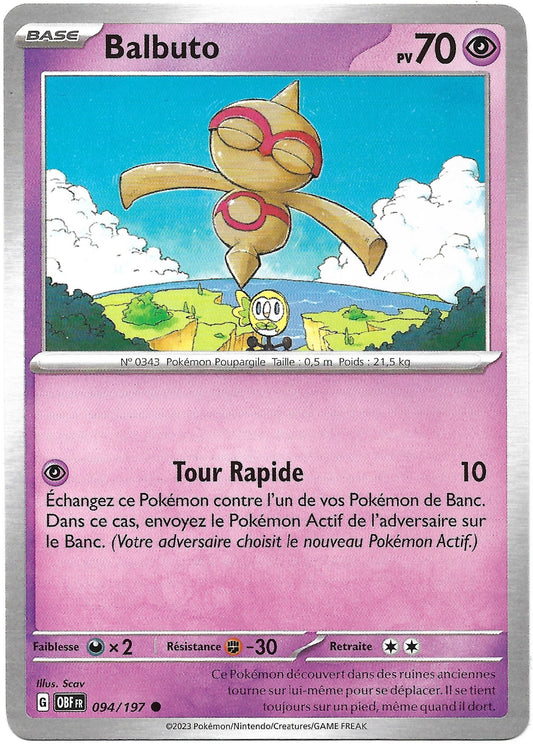 Carte Pokémon Balbuto n°94/197, extension Écarlate et Violet Flammes Obsidiennes, version française
