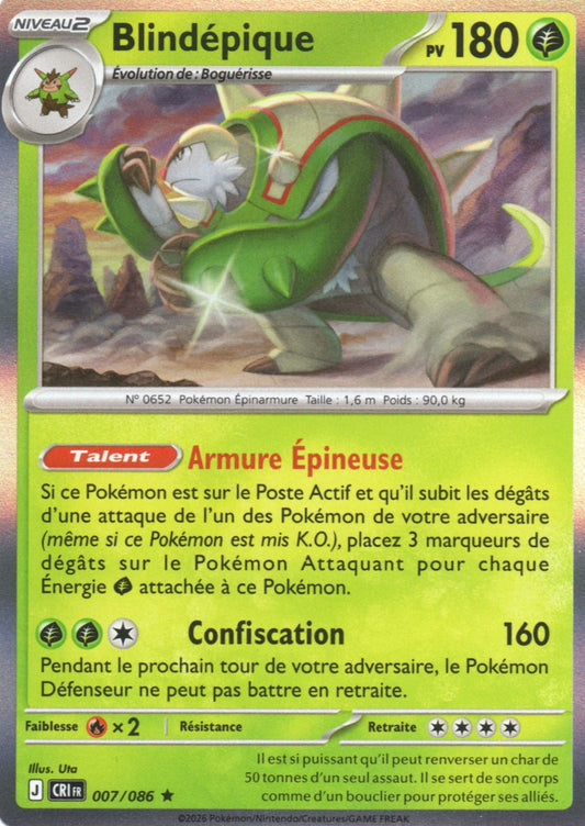 Carte Pokémon Blindépique, ME04 Chaos Ascendant, numéro 007, rare reverse