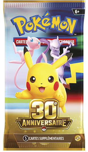 Booster Pokémon 30e Anniversaire – 5 cartes brillantes – FR + une carte commune aléatoire offerte