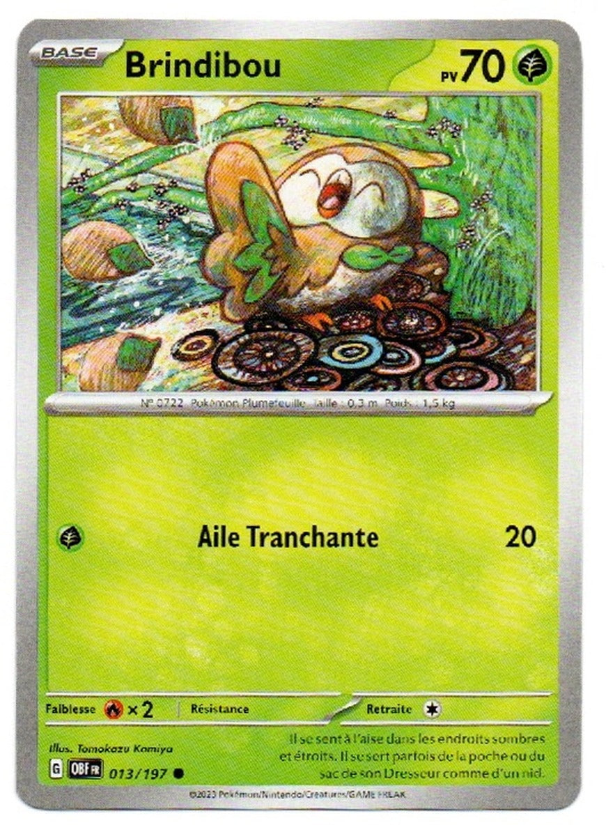 Carte Pokémon Brindibou n°13/197, extension Écarlate et Violet – Flammes Obsidiennes, version française