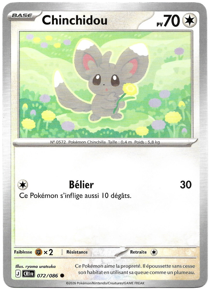 Carte Pokémon Chinchidou n°72/86, extension Méga-Évolution – Chaos Ascendant, version française