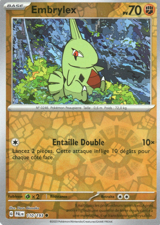 Carte Pokémon Embrylex, PAL Évolutions à Paldea, numéro 110, commune reverse