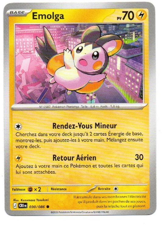 Carte Pokémon Emolga n°30/86, extension Méga-Évolution – Chaos Ascendant, version française