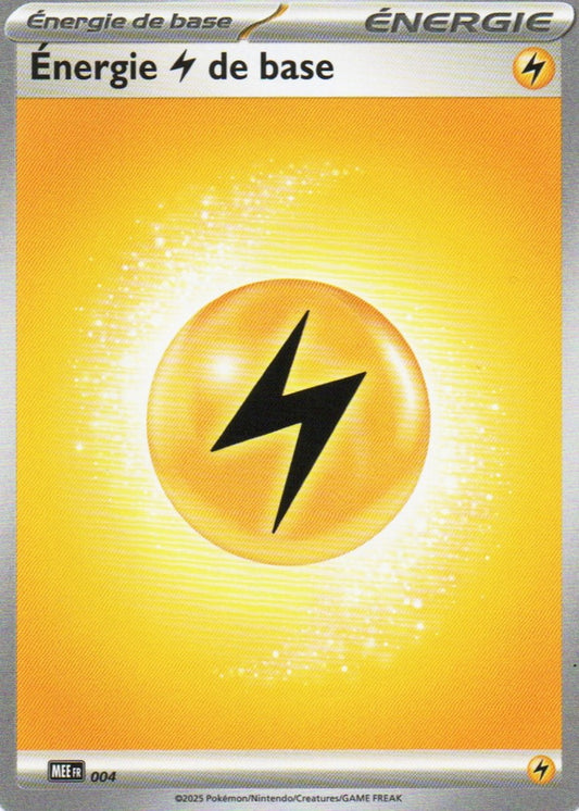 Lot de 5 cartes Pokémon Énergie Électrique de base, n°004, extension Méga-Évolution Energies, version française