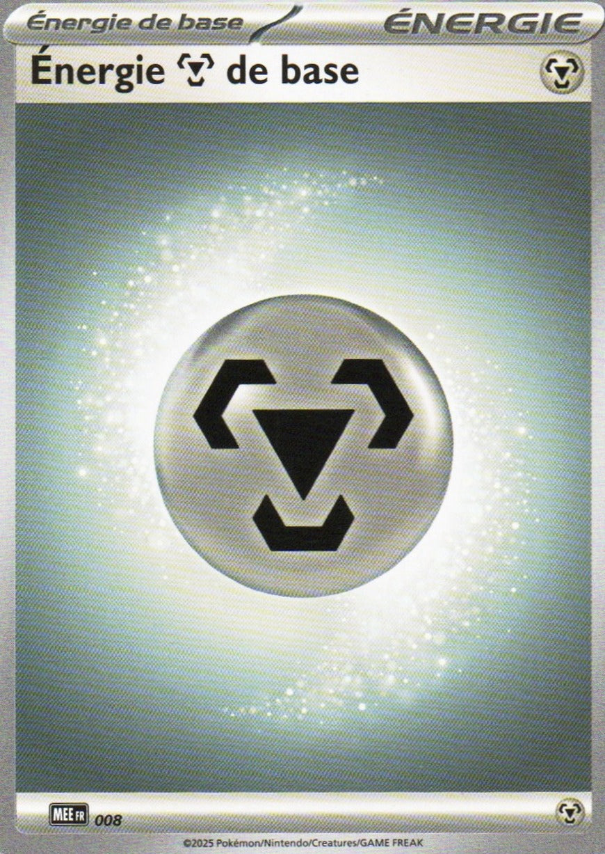 Lot de 6 cartes Pokémon Énergie Métal de base, n°008, extension Méga-Évolution Energies, version française