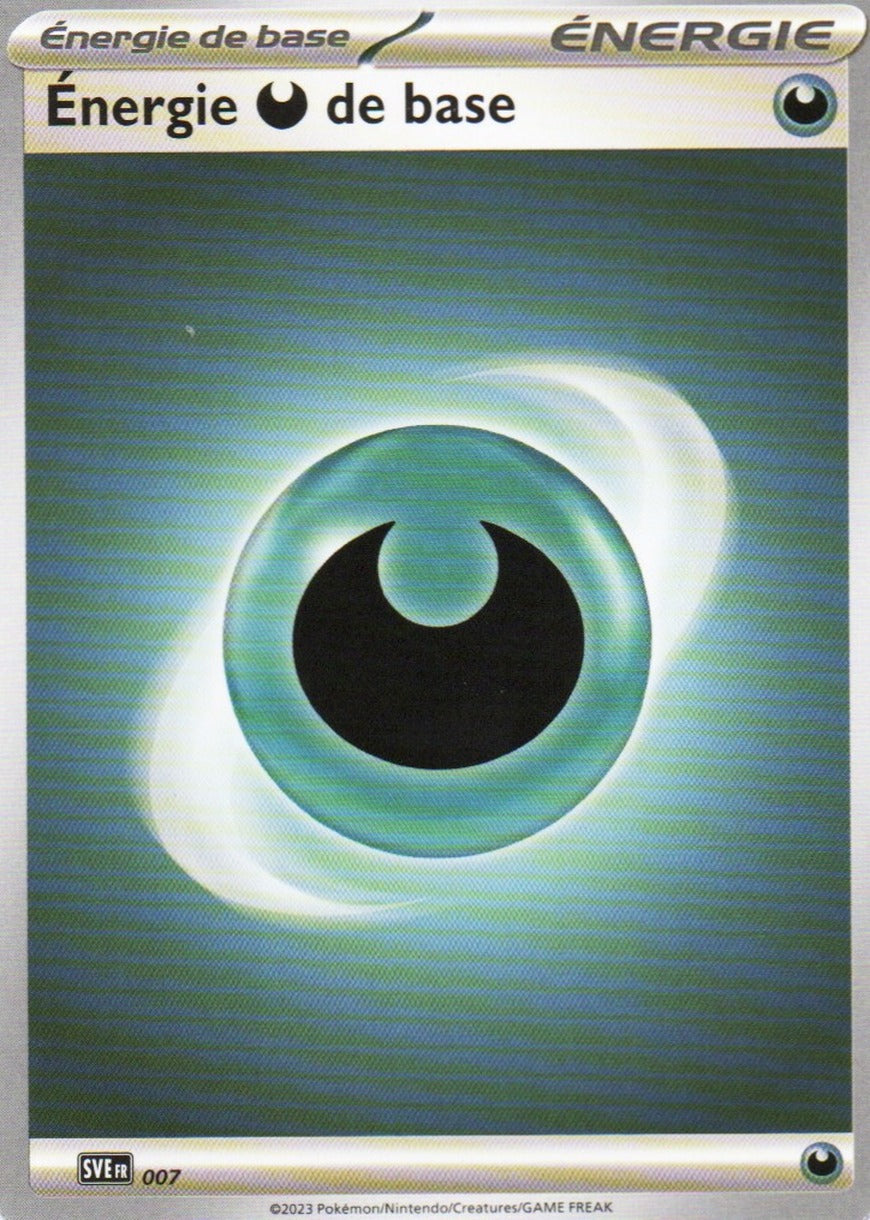 Lot de 5 cartes Pokémon Énergie Obscurité de base, n°007, extension Écarlate et Violet Énergies, version française