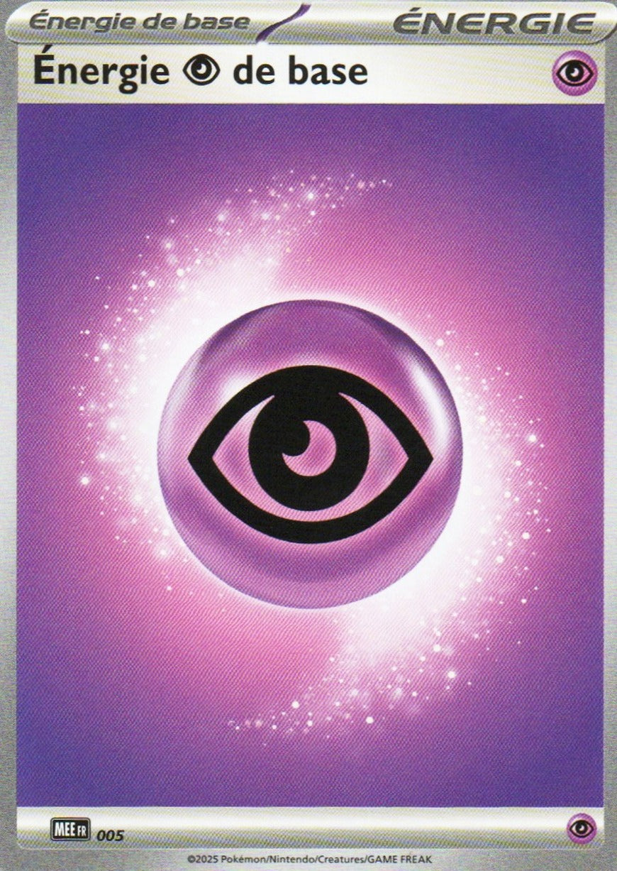Lot de 8 cartes Pokémon Énergie Psy de base, n°005, extension Méga-Évolution Energies, version française