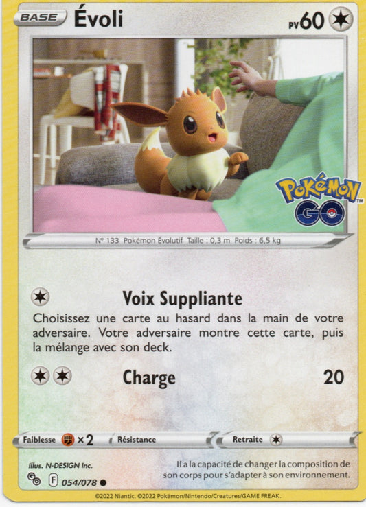 Carte Pokémon Évoli, EB10.5 Pokémon GO, numéro 054, commune normale