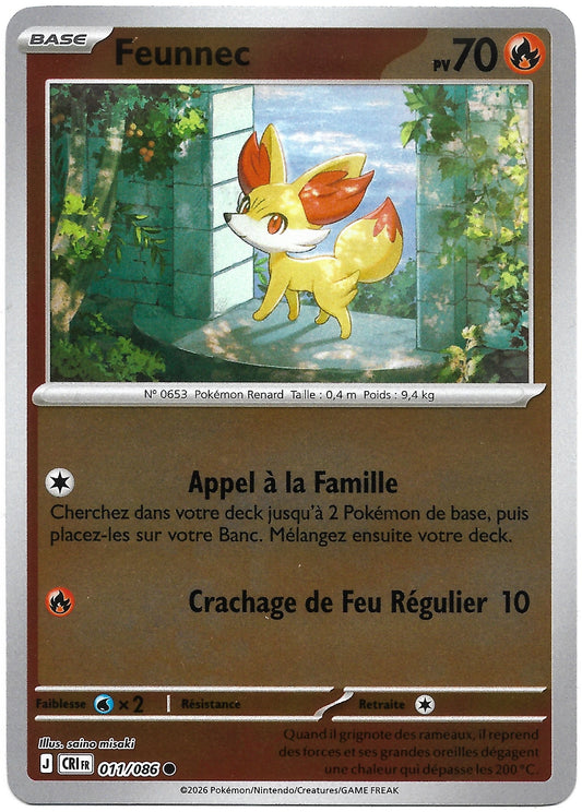 Carte Pokémon Feunnec n°11/86 Reverse Holo, extension Méga-Évolution Chaos Ascendant, version française