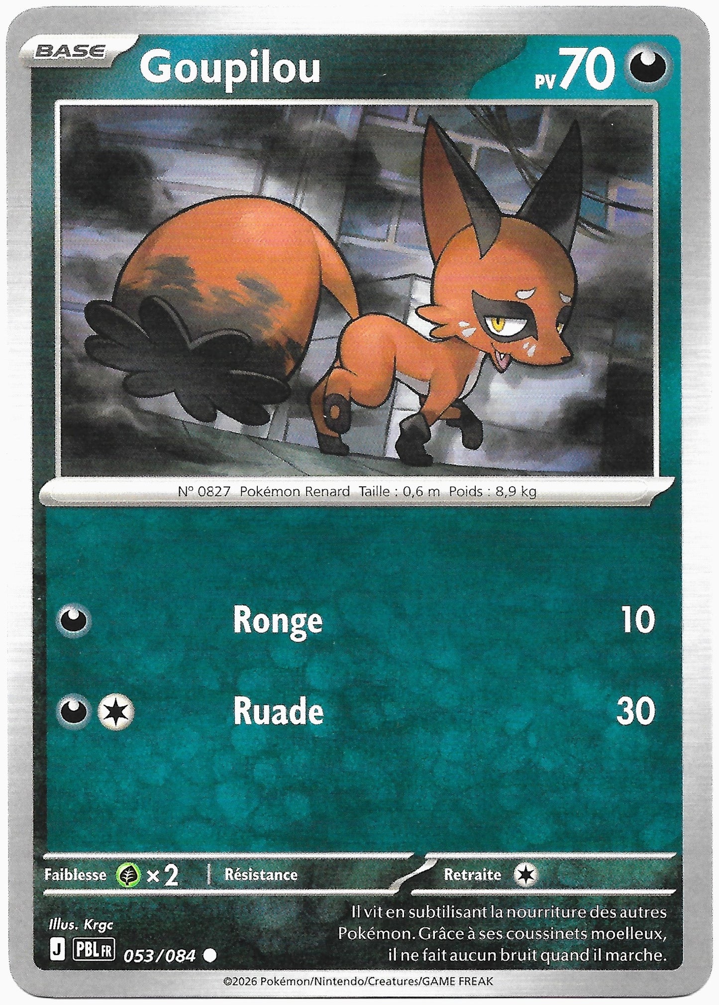Carte Pokémon Goupilou n°53/84, extension Méga-Évolution Nuit Noire, version française