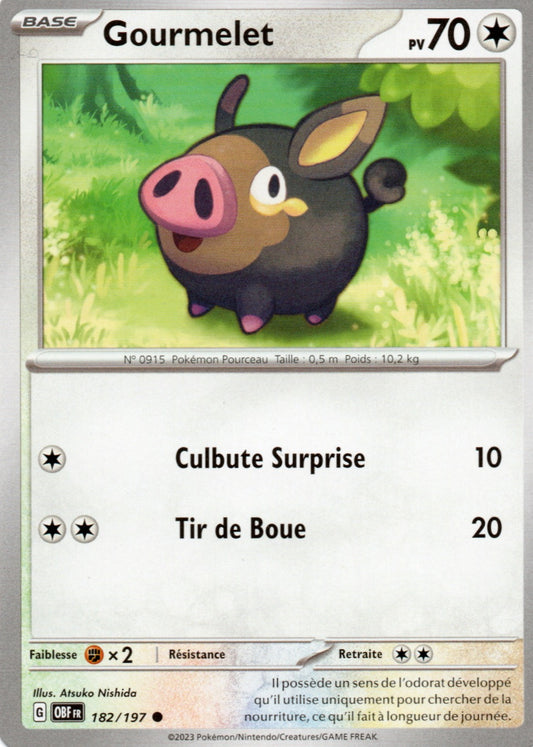 Carte Pokémon Gourmelet, OBF Flammes Obsidiennes, numéro 182, commune normale
