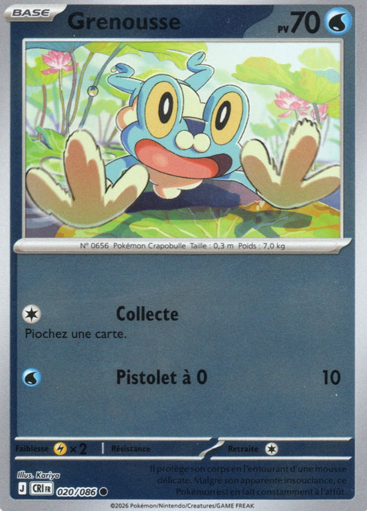 Carte Pokémon Grenousse, ME04 Chaos Ascendant, numéro 020, commune reverse