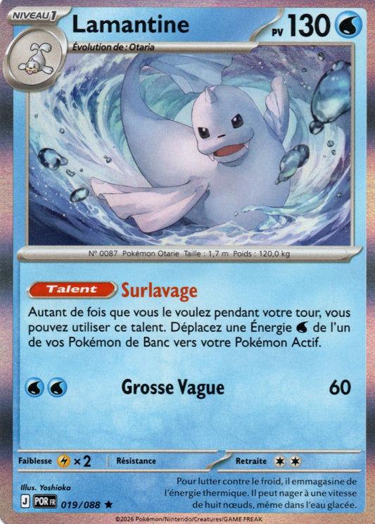 Carte Pokémon Lamantine, ME03 Équilibre Parfait, numéro 019, rare reverse