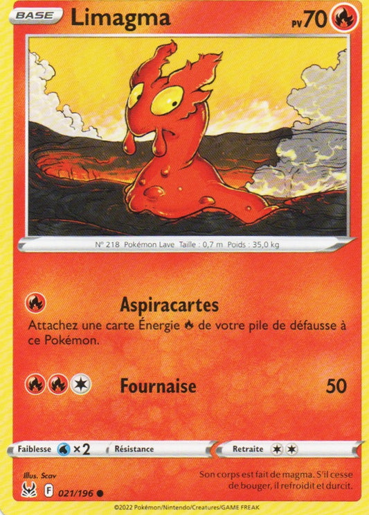 Carte Pokémon Limagma n°21/196, extension Épée et Bouclier – Origine Perdue, version française