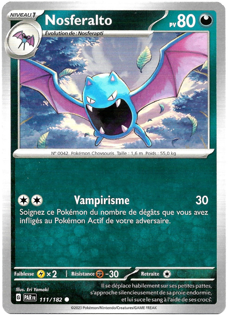 Carte Pokémon Nosferalto n°111/182, extension Écarlate et Violet – Faille Paradoxe, version française