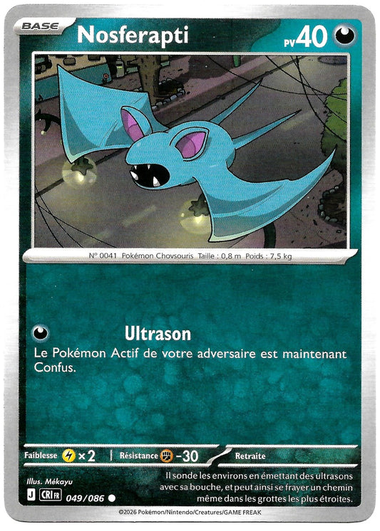 Carte Pokémon Nosferapti n°49/86, extension Méga-Évolution – Chaos Ascendant, version française