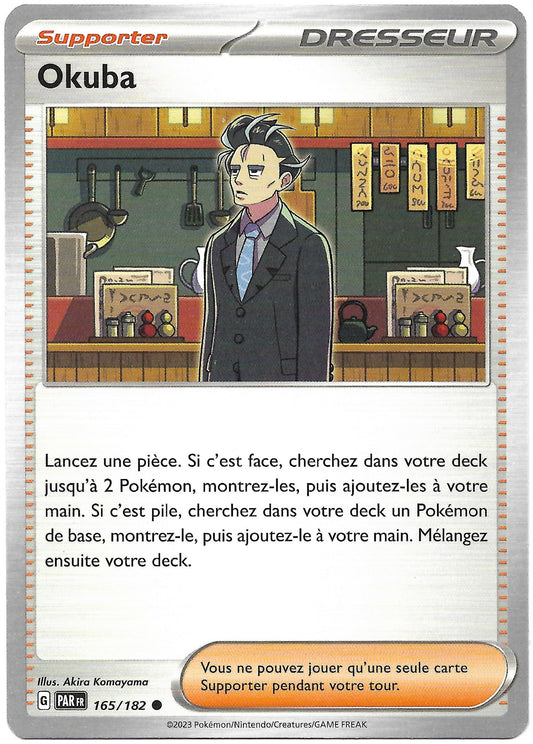 Carte Dresseur Pokémon Okuba n°165/182, extension Écarlate et Violet Faille Paradoxe, version française