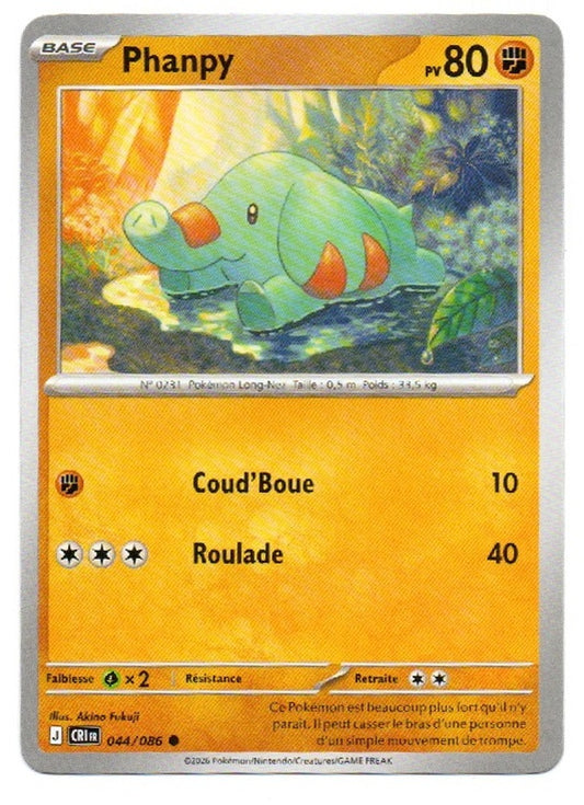 Carte Pokémon Phanpy n°44/86, extension Méga-Évolution – Chaos Ascendant, version française