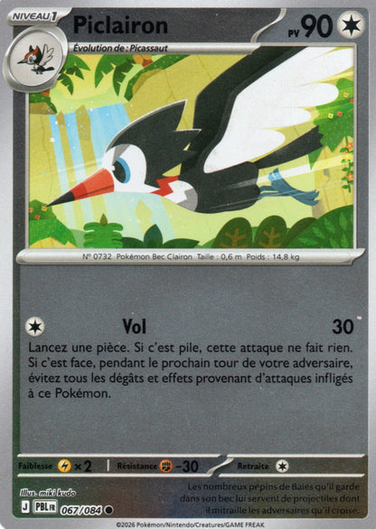 Carte Pokémon Piclairon, ME05 Nuit Noire, numéro 067, commune reverse