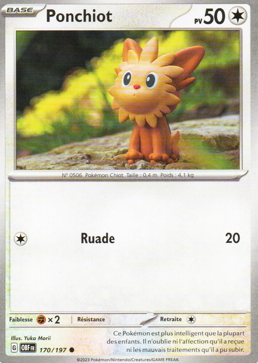 Carte Pokémon Ponchiot n°170/197, extension Écarlate et Violet – Flammes Obsidiennes, version française
