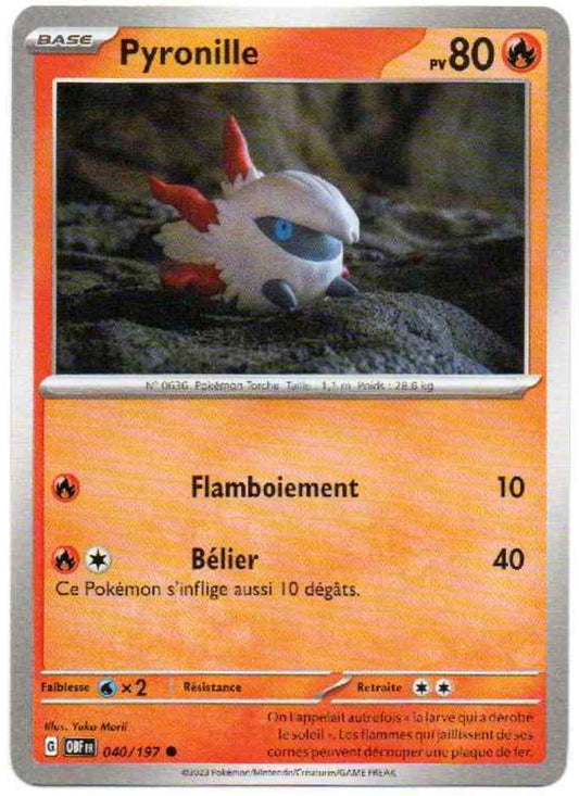 Carte Pokémon Pyronille n°40/197, extension Écarlate et Violet – Flammes Obsidiennes, version française