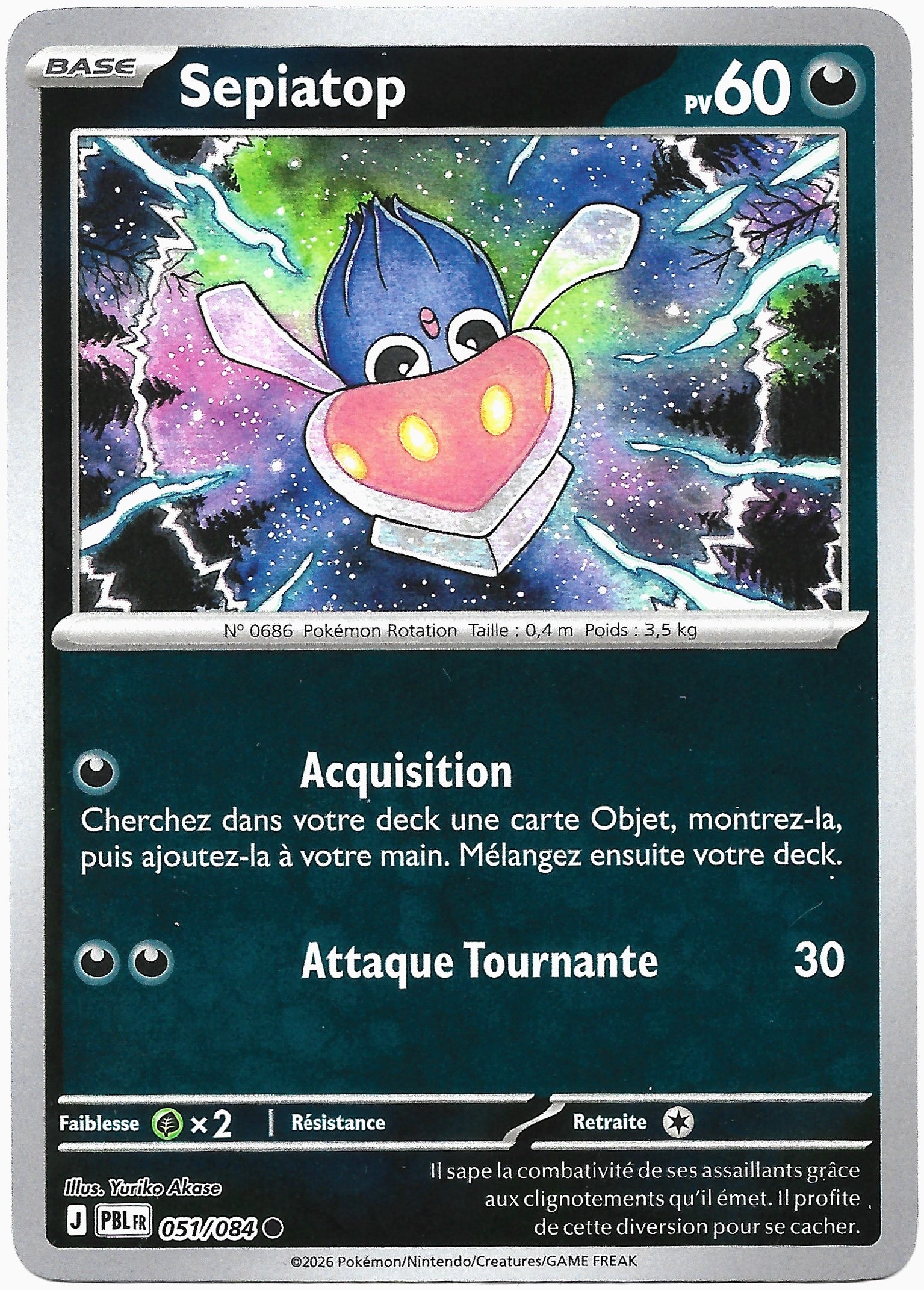 Carte Pokémon Sepiatop n°51/84 Reverse Holo, extension Méga-Évolution Nuit Noire, version française