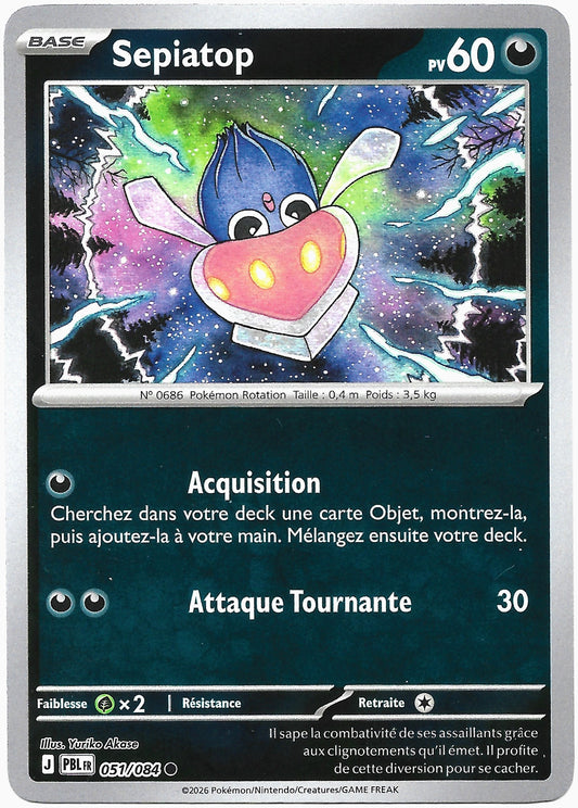 Carte Pokémon Sepiatop n°51/84 Reverse Holo, extension Méga-Évolution Nuit Noire, version française