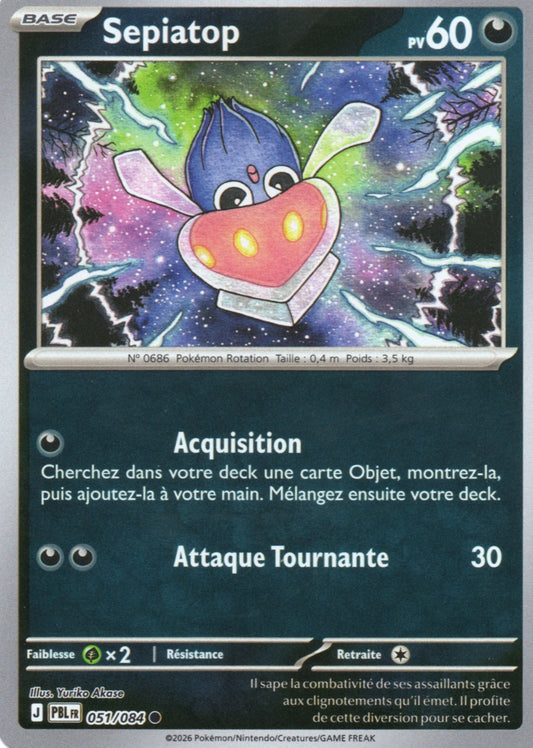 Carte Pokémon Sépiatop, ME05 Nuit Noire, numéro 051, commune reverse