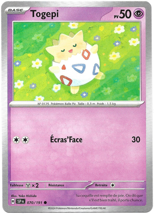 Carte Pokémon Togepi n°70/191, extension Écarlate et Violet Étincelles Déferlantes, version française