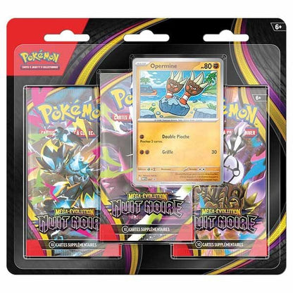 Tripack Pokémon Méga-Évolution Nuit Noire ME05 — 3 boosters + carte promo brillante Opermine