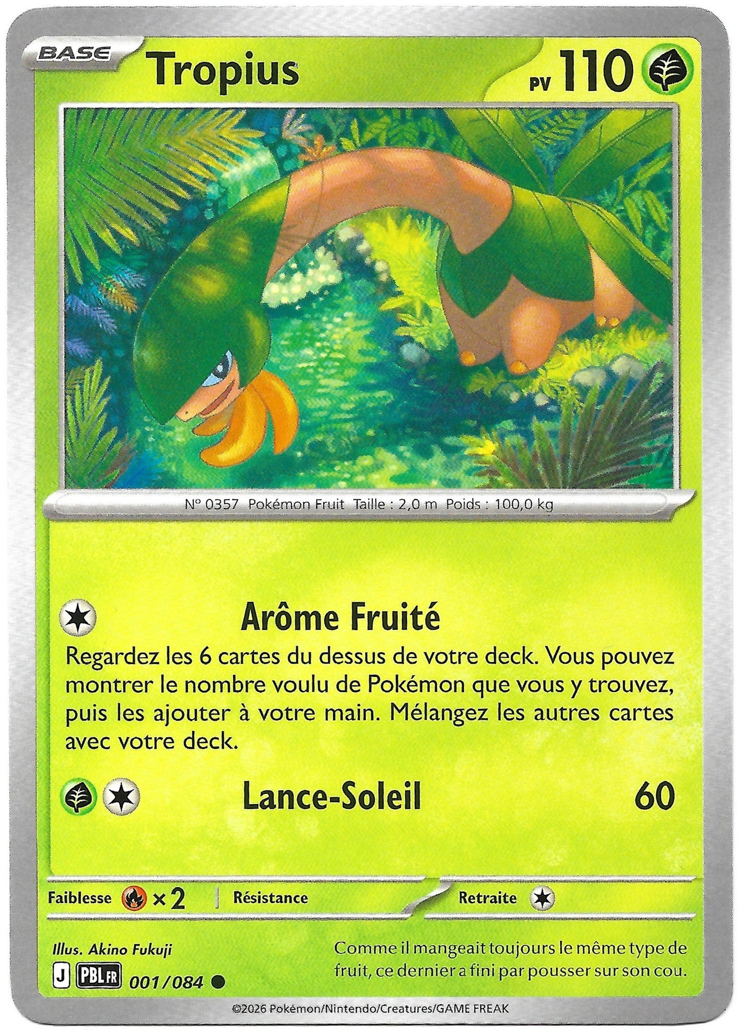 Carte Pokémon Tropius n°1/84, extension Méga-Évolution Nuit Noire, version française