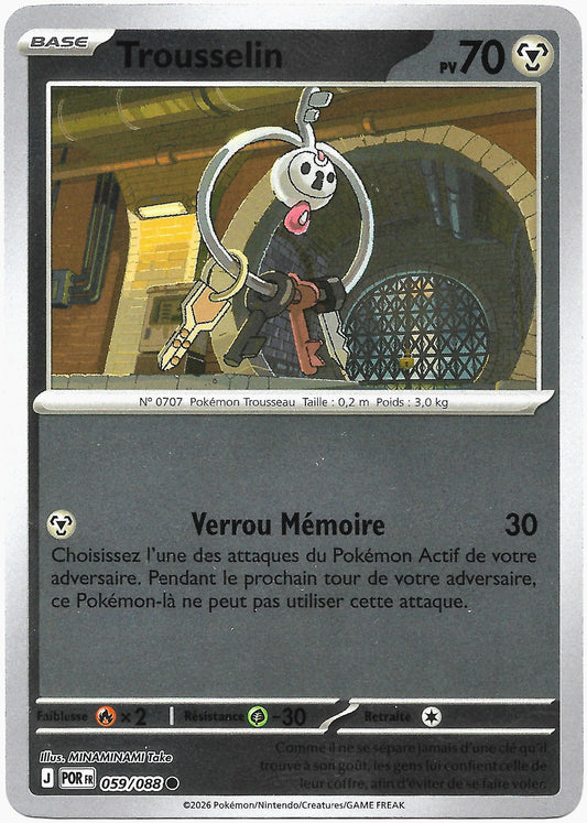 Carte Pokémon Trousselin n°59/88 Reverse Holo, extension Méga-Évolution Équilibre Parfait, version française