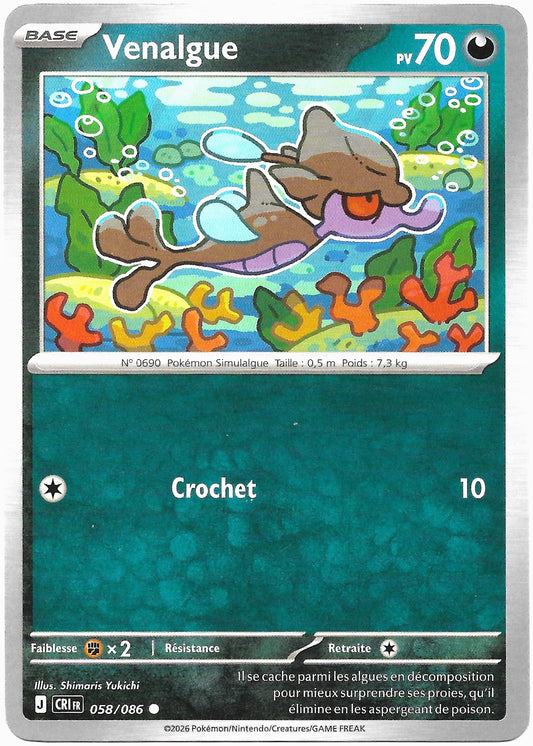 Carte Pokémon Venalgue n°58/86, extension Méga-Évolution Chaos Ascendant, version française