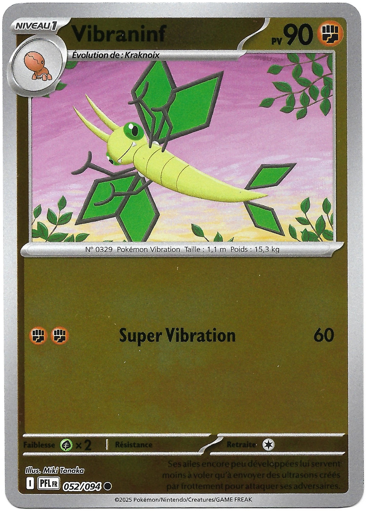 Carte Pokémon Vibraninf n°52/94 Reverse Holo, extension Méga-Évolution Flammes Fantasmagoriques, version française