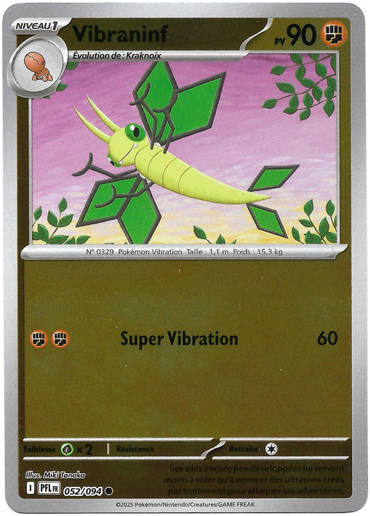 Carte Pokémon Vibraninf n°52/94 Reverse Holo, extension Méga-Évolution Flammes Fantasmagoriques, version française