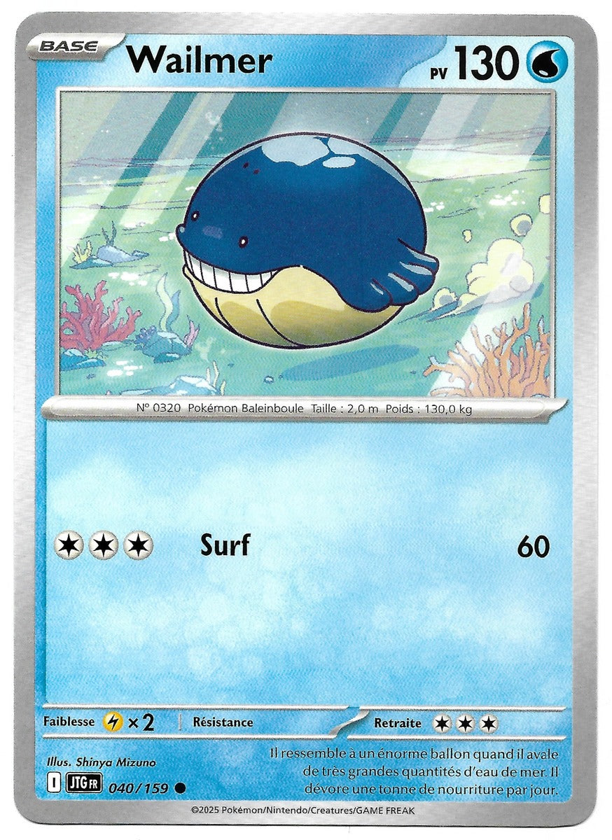 Carte Pokémon Wailmer n°40/159, extension Voyage Ensemble (Journey Together), version française